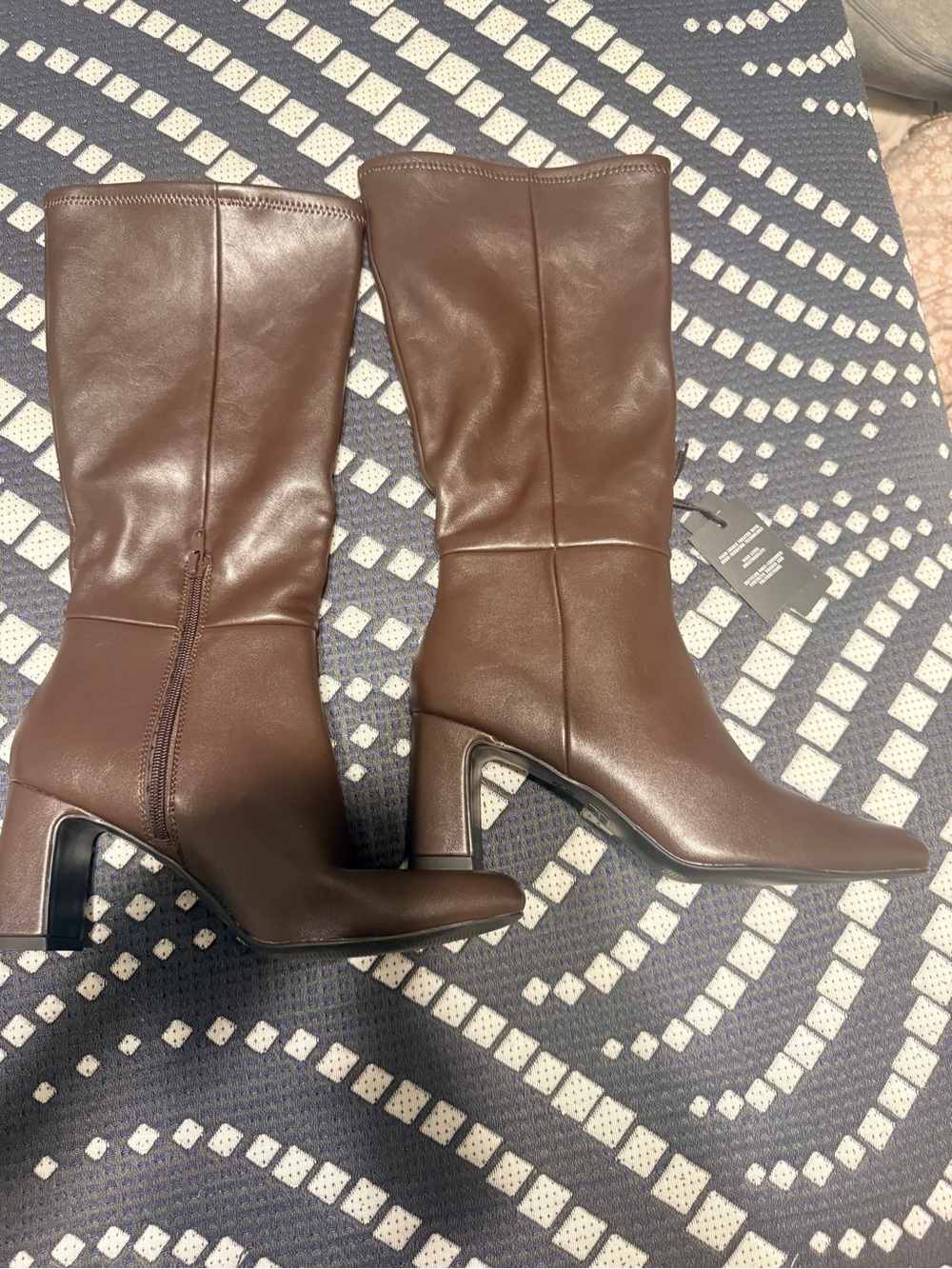 Madden NYC Classic Brown Mid-Calf Block Heel Boots - Women's